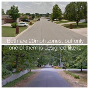 Both are 20mph zones, but only one of them is designed like it